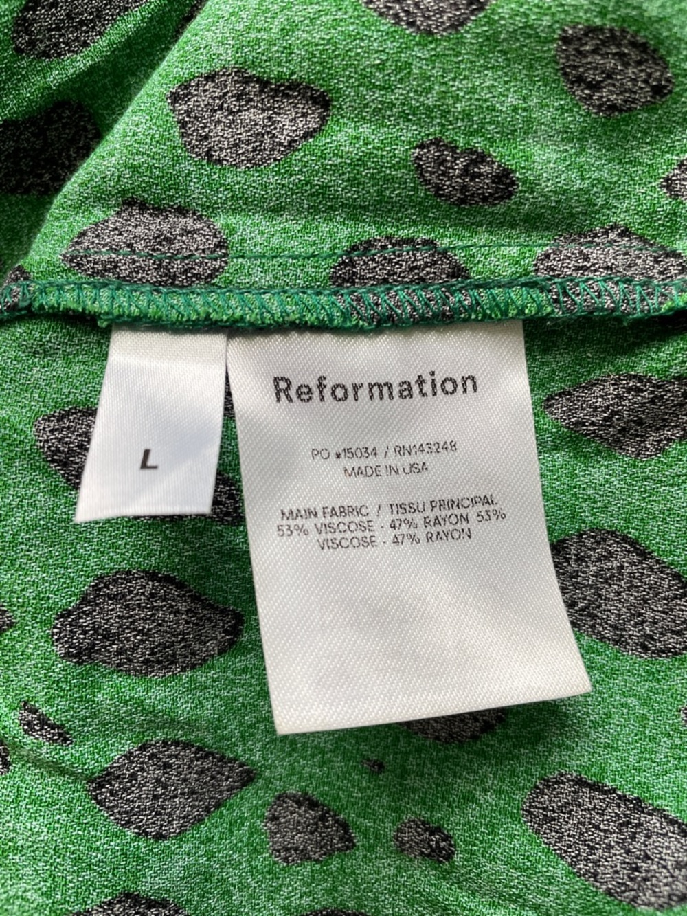 Reformation Ventura Green and Black Spotted Mini Dress Size Women’s Large (L) - Picture 11 of 13